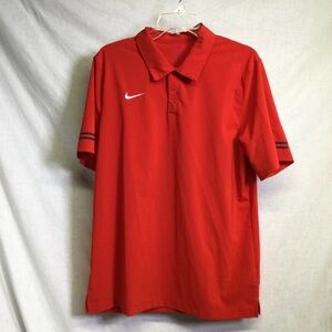 Nike Men's Red Collared Polo Shirt white Swish, Sz L
